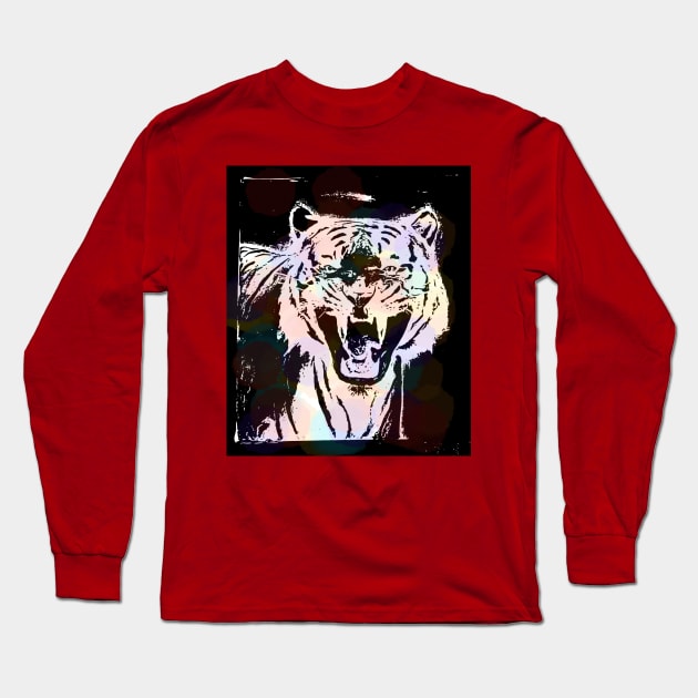 Rainbow Tiger Long Sleeve T-Shirt by KateVegaVisuarts